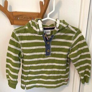 Green and White Striped Hoodie